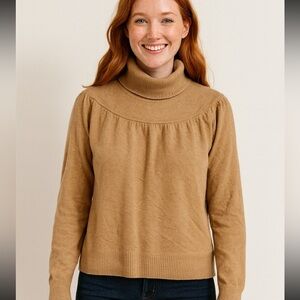 KEIRA 2-Ply Cashmere Tan Color Turtleneck 
Sweater Sz M